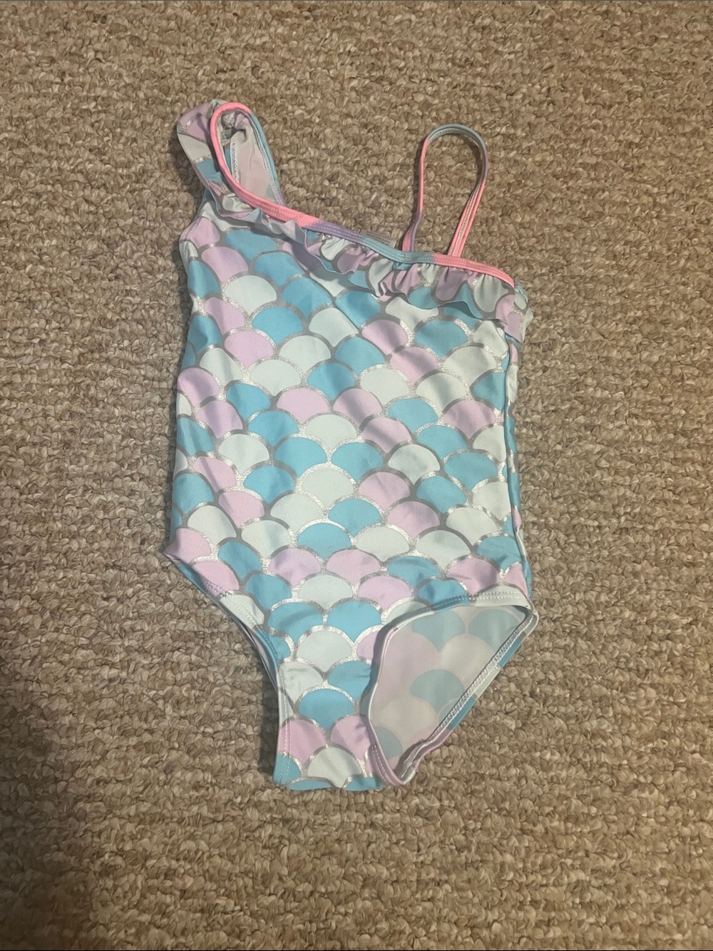 Pastel Mermaid Scale One-Piece Swimsuit - Pink & Light Blue